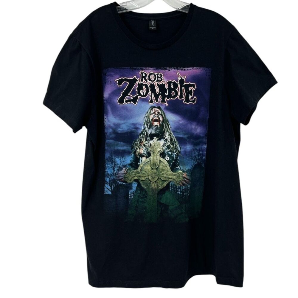 Rob Zombie T-Shirt XL Black mens graphic cross screaming grave tee shirt